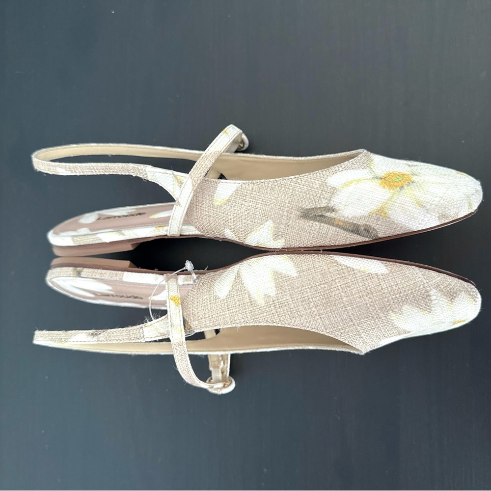 NEW Larroudé Georgina Ballet Flat In Beige Printed Raffia - Picture 7 of 11